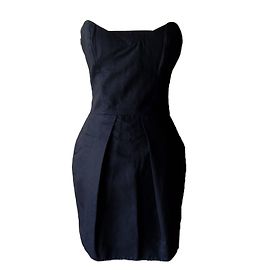 Vestido corto sin tirantes de algodón negro French Connection