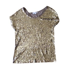 Michael Kors Goldenes Pailletten Kurzarmhemd
