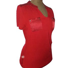 Top de seda rojo de manga corta Karen Millen