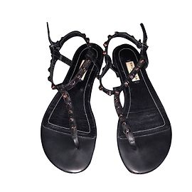 Sandali Balenciaga City in pelle di agnello nera con borchie argentate