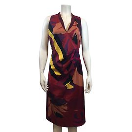 Vestido Sportmax de algodón rojo púrpura amarillo melocotón