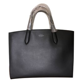 Smythson 1887 Tote em couro preto e branco