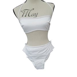 Top de bikini de talle alto La Perla Blanco