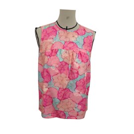 Top in seta Louis Vuitton rosa con motivo floreale