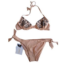 La Perla Badeanzug Beige mit Pailletten Größe 44