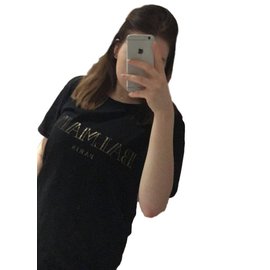 T-shirt Balmain nero in cotone con scritta dorata