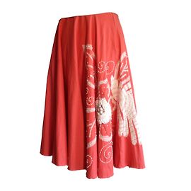 Falda Tara Jarmon Coral de Algodón con Bordados