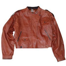 Kenzo Bikerjacke aus Lammleder in Orange und Caramel