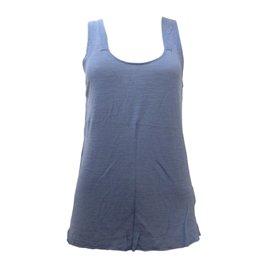 Autre Marque Top Stefan Green in seta ricamato trasparente blu