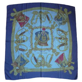 Hermès Seidentuch Grand Uniforme Blau Weiß