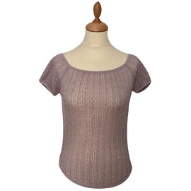 Top Chloé de seda rosa con hilo plateado