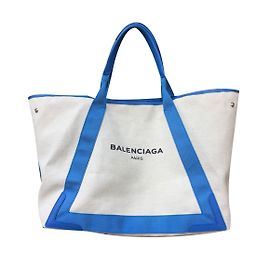 Balenciaga Navy Tote Bag Blau und Beige