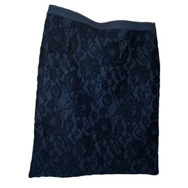 Falda Apostrophe de lana y encaje gris oscuro