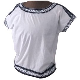 Autre Marque Camicetta Sisley Bianca in Cotone Ricamata