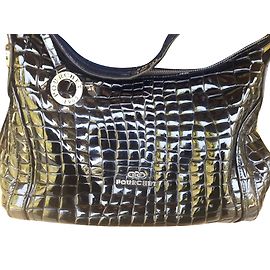 Autre Marque Pourchet Handtasche Lackleder Ebony