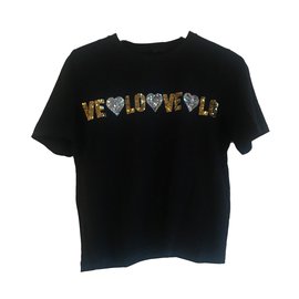 Camiseta Maje con inscripción Love de algodón negro