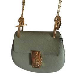 Borsa a mano Chloé Drew Nano in pelle verde