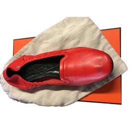 Hermès Ballerinas aus rotem Leder
