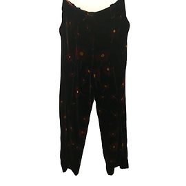 Pantalones anchos Sonia Rykiel de terciopelo negro con flores