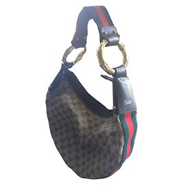 Bolso Gucci de lona monograma y cuero marrón