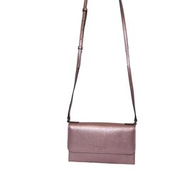 Lk Bennett Piccola Clutch in Pelle Rosa Metallizzato