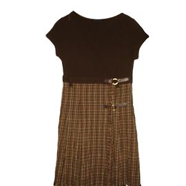 Abito Ikks in lana con motivo tartan marrone