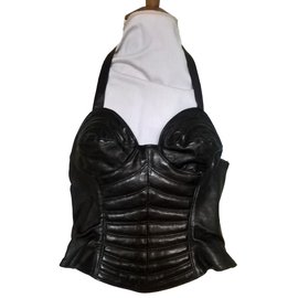Jitrois Top aus schwarzem Stretchleder