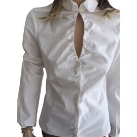 Blusa Hugo Boss bianca in cotone a maniche lunghe