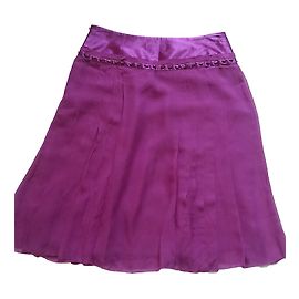 Falda plisada de seda Massimo Dutti Ciruela
