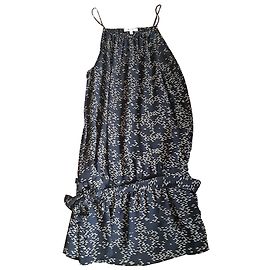 Bel Air T2 Seidenkleid Schwarz Fischprint