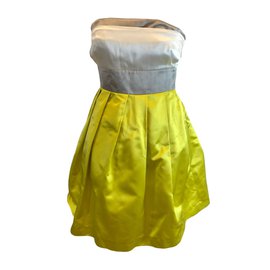 Tara Jarmon Trägerloses Kleid Grau Gelb Seide