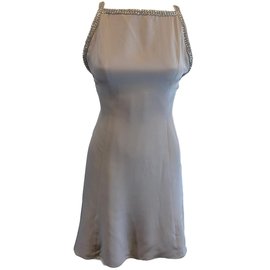 Abito Azzaro Julie in seta taupe grigio