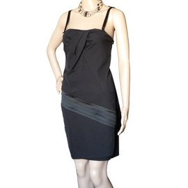 Pinko Kleid aus Wolle und Satin in Schwarz
