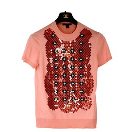 Louis Vuitton Woll und Seidenpullover Rosa Kurzarm