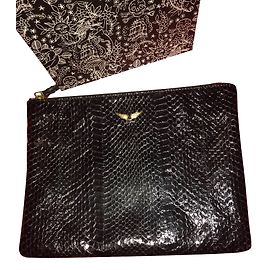 Clutch Zadig & Voltaire in pitone e agnello nero