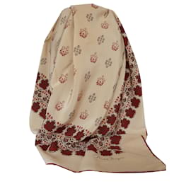 Sciarpa quadrata in seta Michèle Morgan beige marrone ruggine - Autre Marque