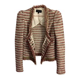 Giacca Blazer Blouson Patrizia Pepe Rossa in Cotone con Frange Dorate