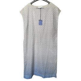 Armand Ventilo Seiden Baumwoll Kleid Grau Blumenmuster