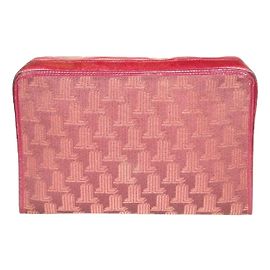 Lanvin Große Logo Canvas und Leder Clutch Tasche Bordeaux