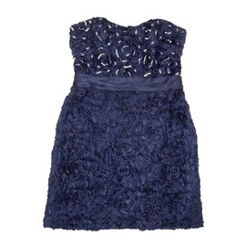 Badgley Mischka Rosette verziertes Seidenkleid