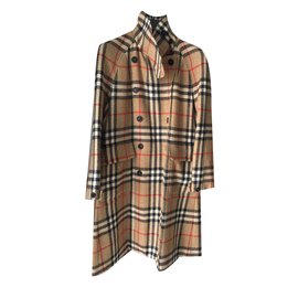 Abrigo Burberry de lana estampado tartán caramelo