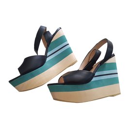 Sandali con zeppa Mellow Yellow in pelle nera