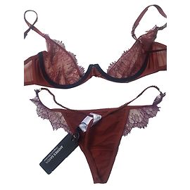 Conjunto de Sujetador y Tanga Andres Sarda Rojo Oscuro