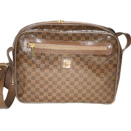 Borsa Pierre Balmain marrone in tela e pelle