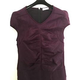 Vestido Veronique Leroy Ciruela Stretch Largo Rodilla