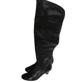 Autre Marque Botas cuissardes de cuero negro