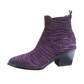 Stivaletti Just Cavalli Viola in Scamosciato Tacco Zebra