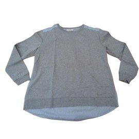 CUSTOMMADE Sweatshirt Gray Blue Striped Cotton M - Autre Marque