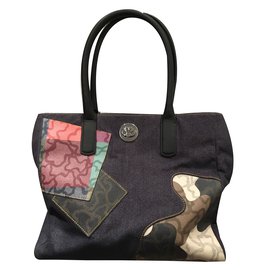Tous Handtasche aus Leder und Baumwolle in Blau - Autre Marque