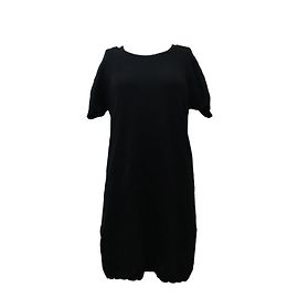 Autre Marque Schwarzes Kaschmir Pulloverkleid mit Lochmuster
